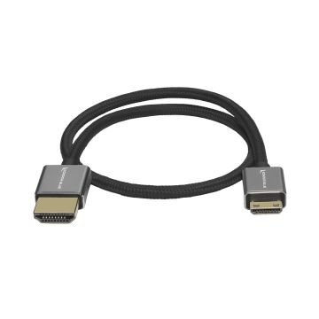 Kondor Blue Mini HDMI to full HDMI 16in. Straight Cable Braided Black